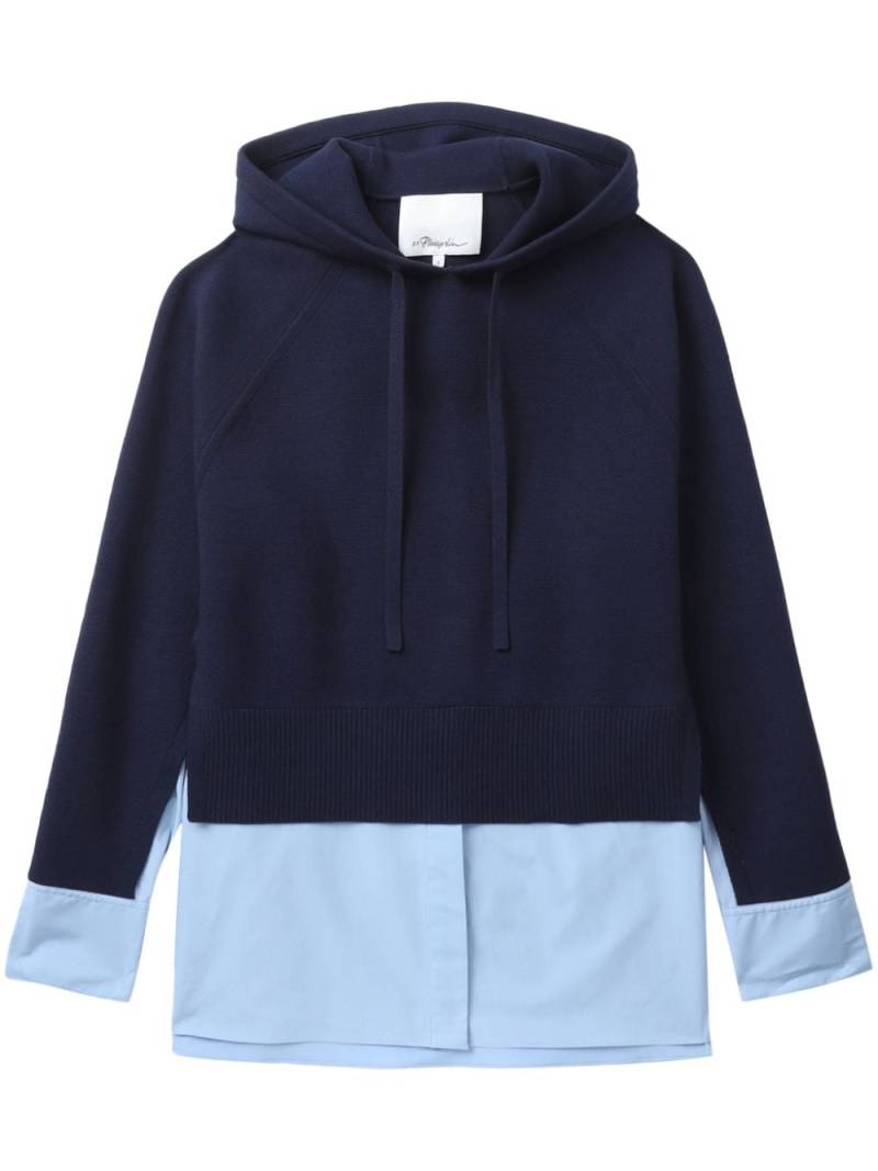 3.1 Phillip Lim long-sleeve layered hoodie - Blue von 3.1 Phillip Lim