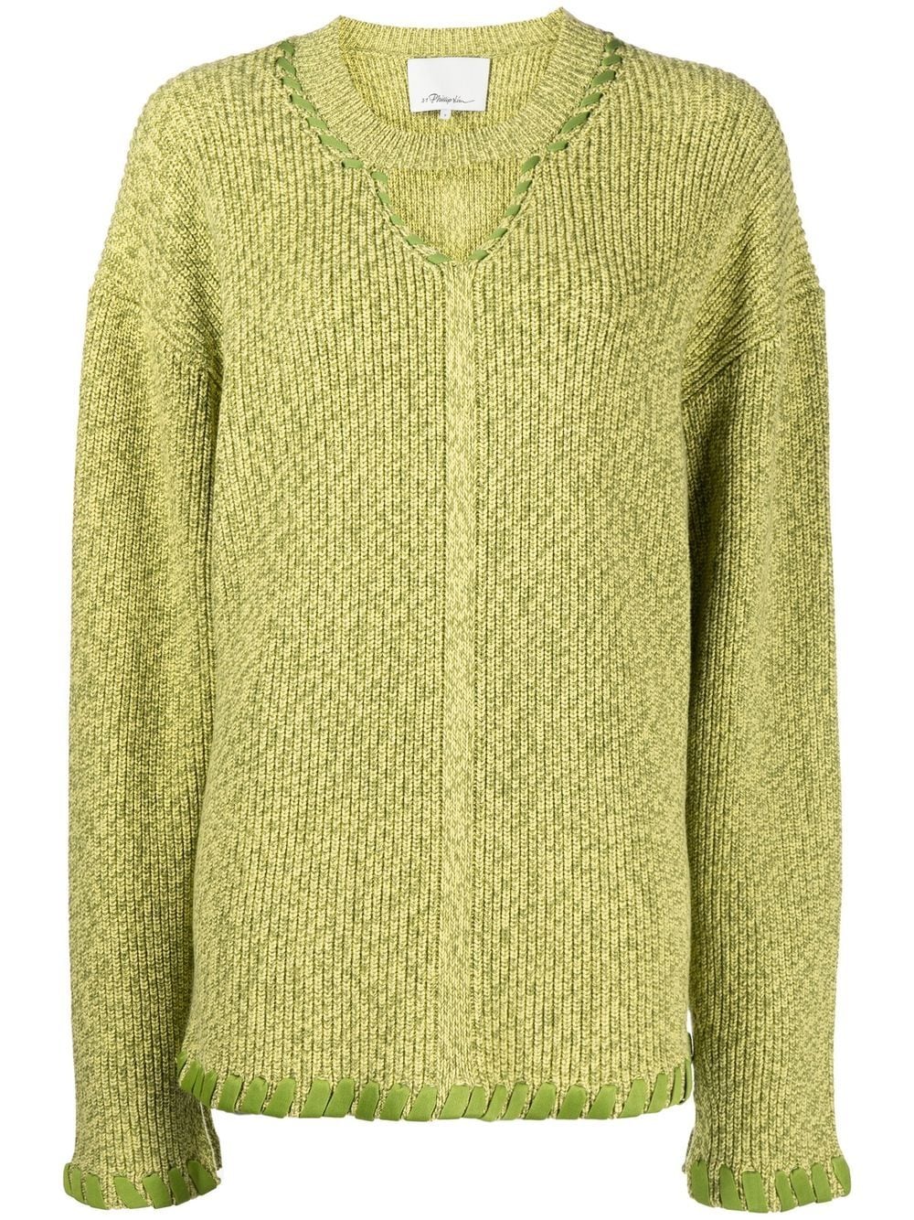 3.1 Phillip Lim ribbed V-neck jumper - Green von 3.1 Phillip Lim