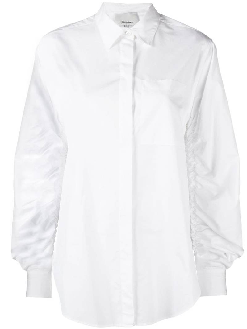 3.1 Phillip Lim ruched long-sleeve shirt - White von 3.1 Phillip Lim