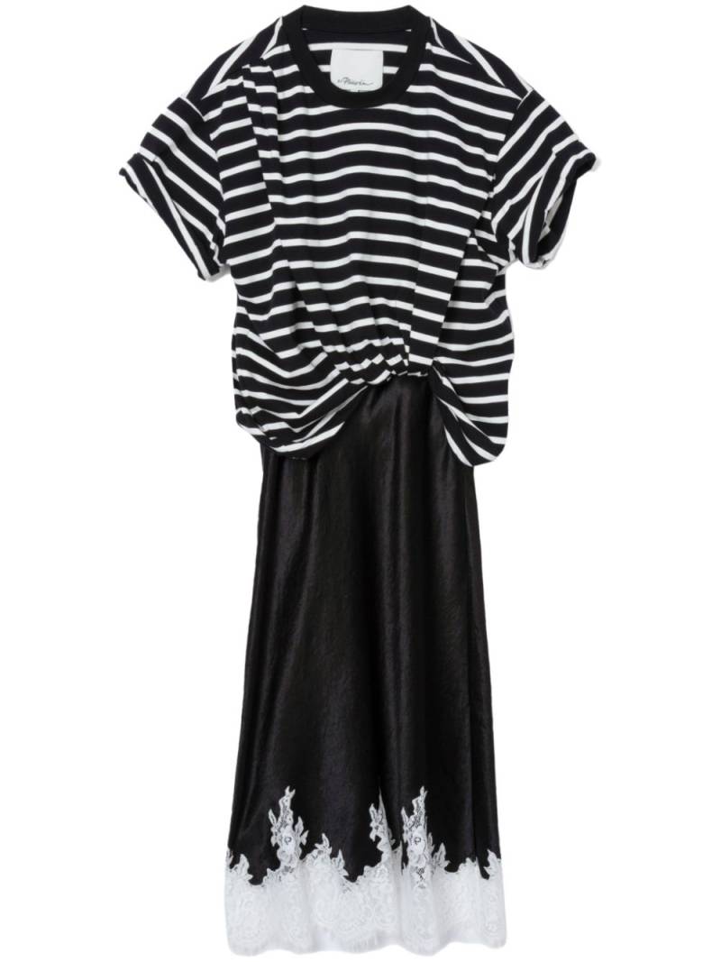 3.1 Phillip Lim stripe-print draped T-shirt dress - Black von 3.1 Phillip Lim