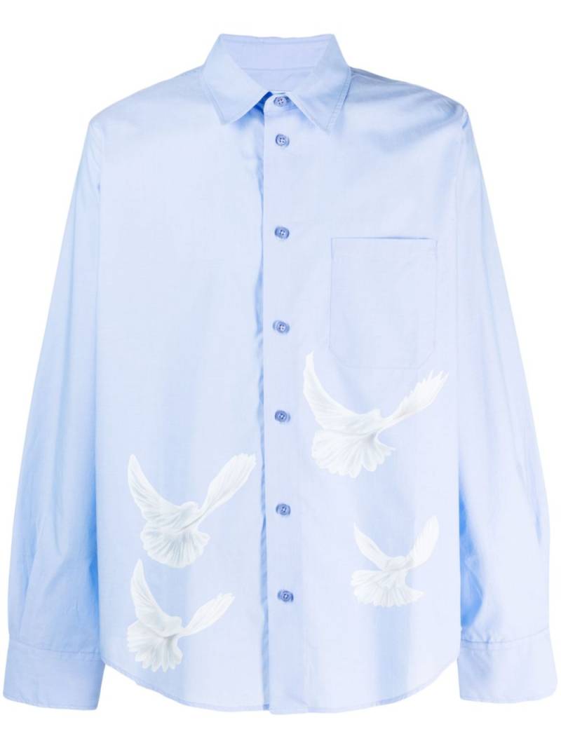 3PARADIS Singing Birds cotton shirts - Blue von 3PARADIS