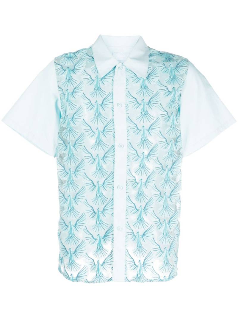 3PARADIS Unity Doves tulle-panel shirt - Blue von 3PARADIS