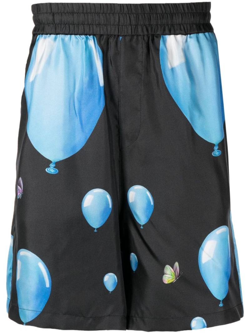 3PARADIS balloon-print silk bermuda shorts - Black von 3PARADIS