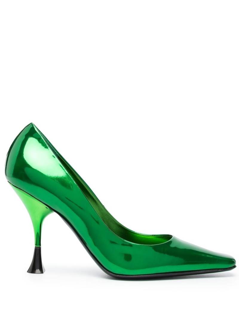 3juin 100mm patent-finish square pumps - Green von 3juin