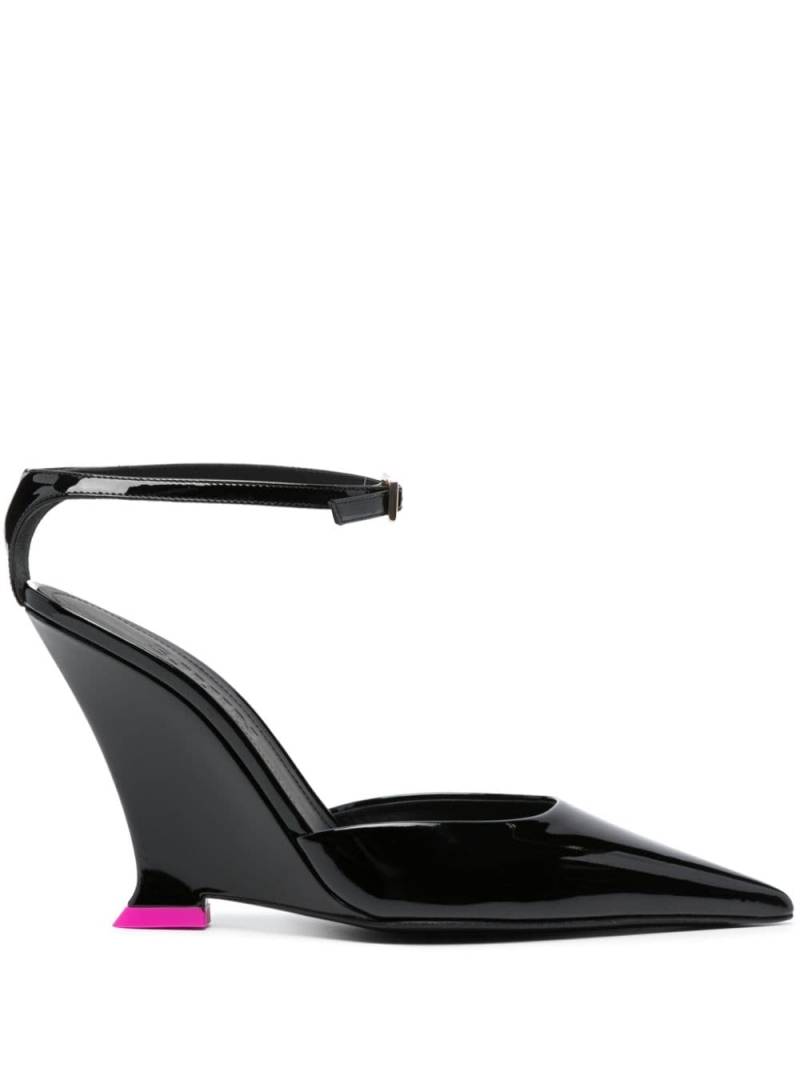 3juin 110mm patent wedge-heel pumps - Black von 3juin