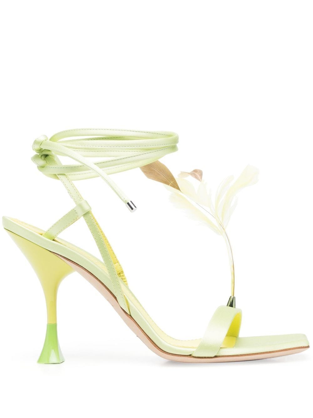 3juin Kimi 105mm feather-detail sandals - Green von 3juin