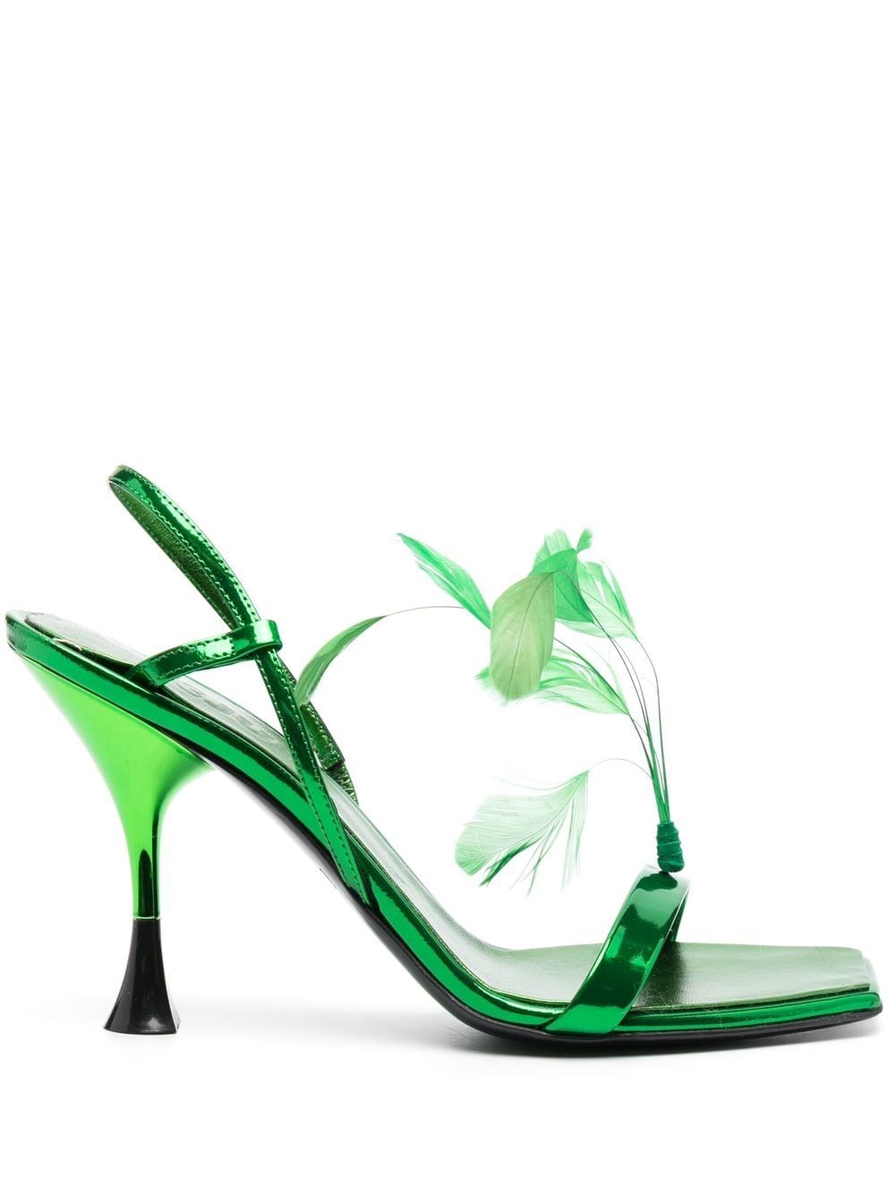 3juin feather-embellished 100mm sandals - Green von 3juin