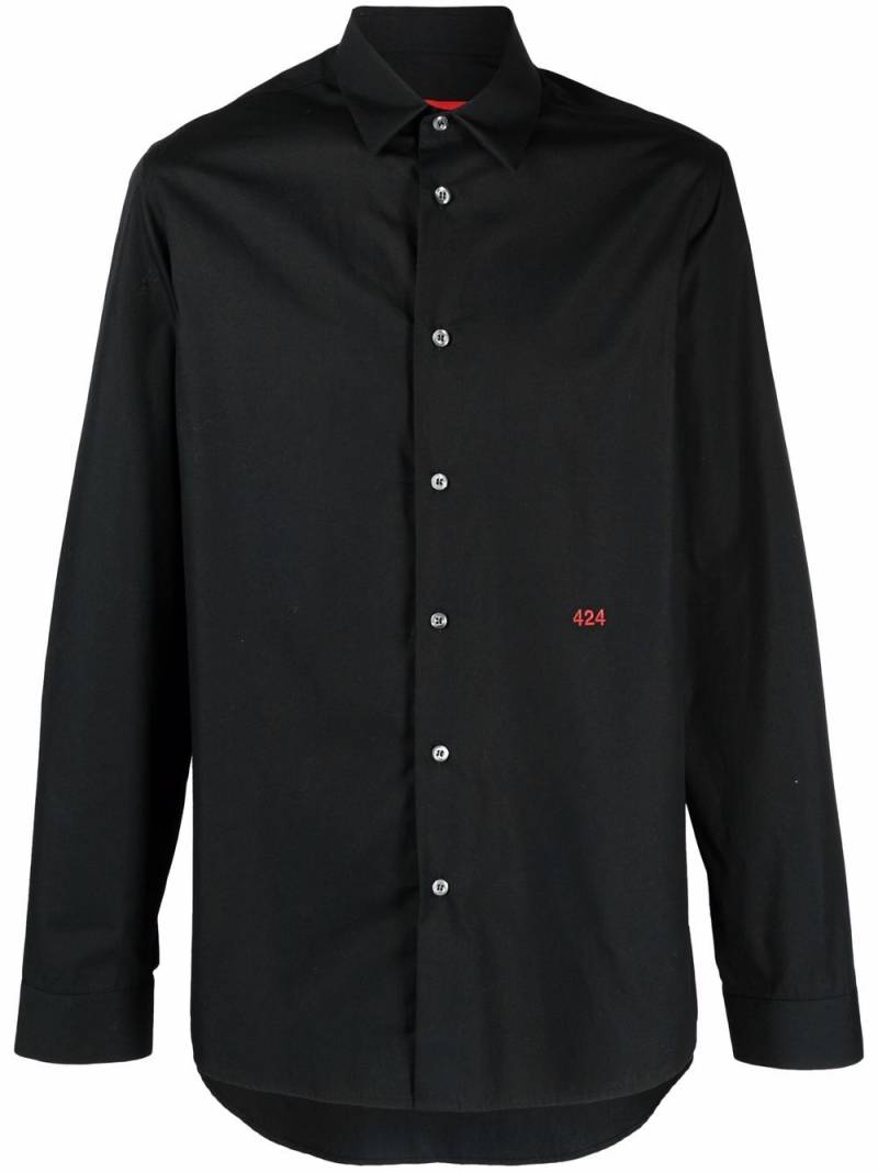 424 Character embroidered-logo shirt - Black von 424