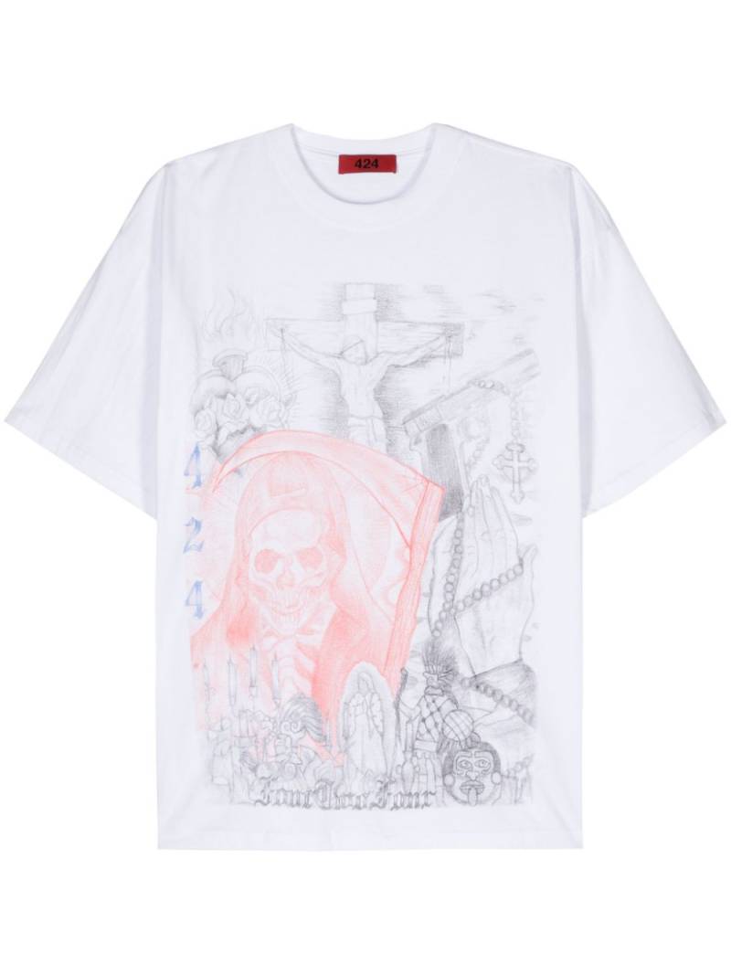 424 Valentina Death cotton T-shirt - White von 424