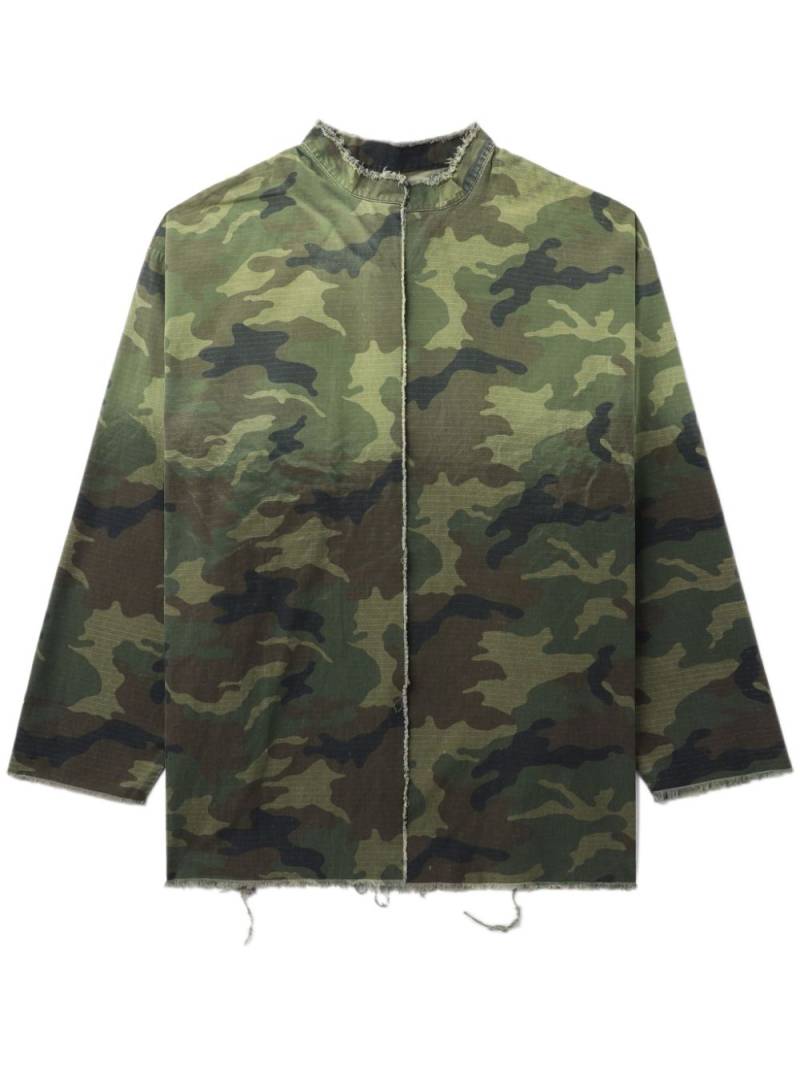 424 camouflage-print distressed-hem jacket - Green von 424