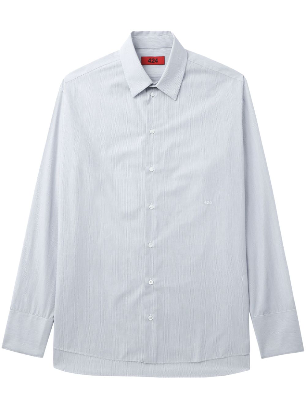 424 classic collar striped cotton shirt - Grey von 424