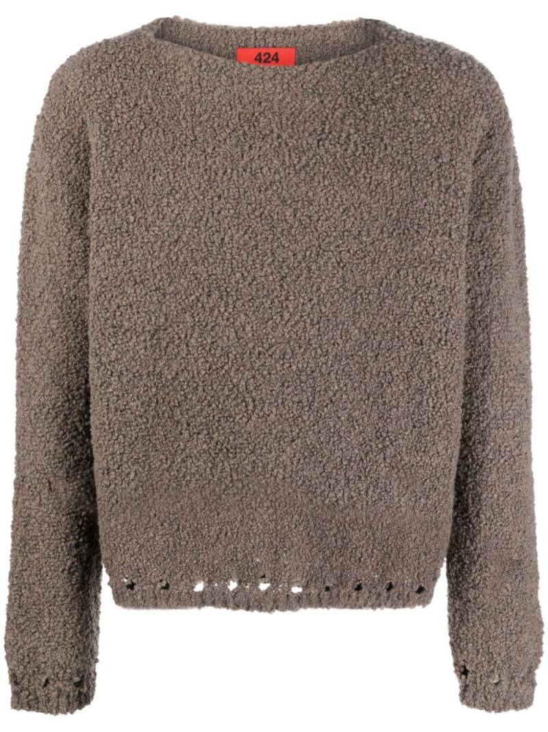 424 cutout-detail fleece-texture jumper - Brown von 424