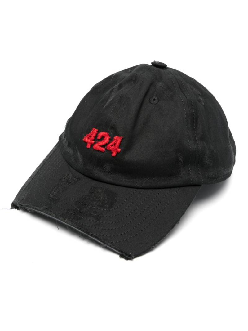 424 distressed cotton cap - Black von 424