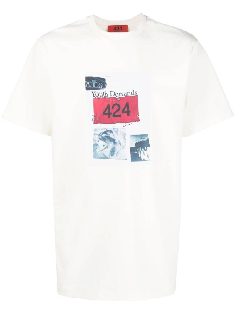 424 graphic-logo-print T-shirt - Neutrals von 424