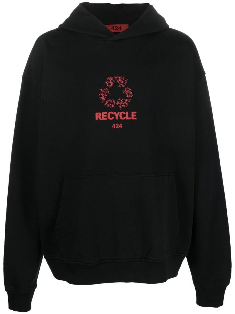 424 logo-print 'Recycle' hoodie - Black von 424