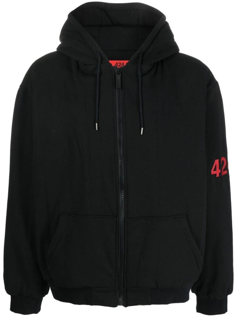 424 logo-print zipped hoodie - Black von 424