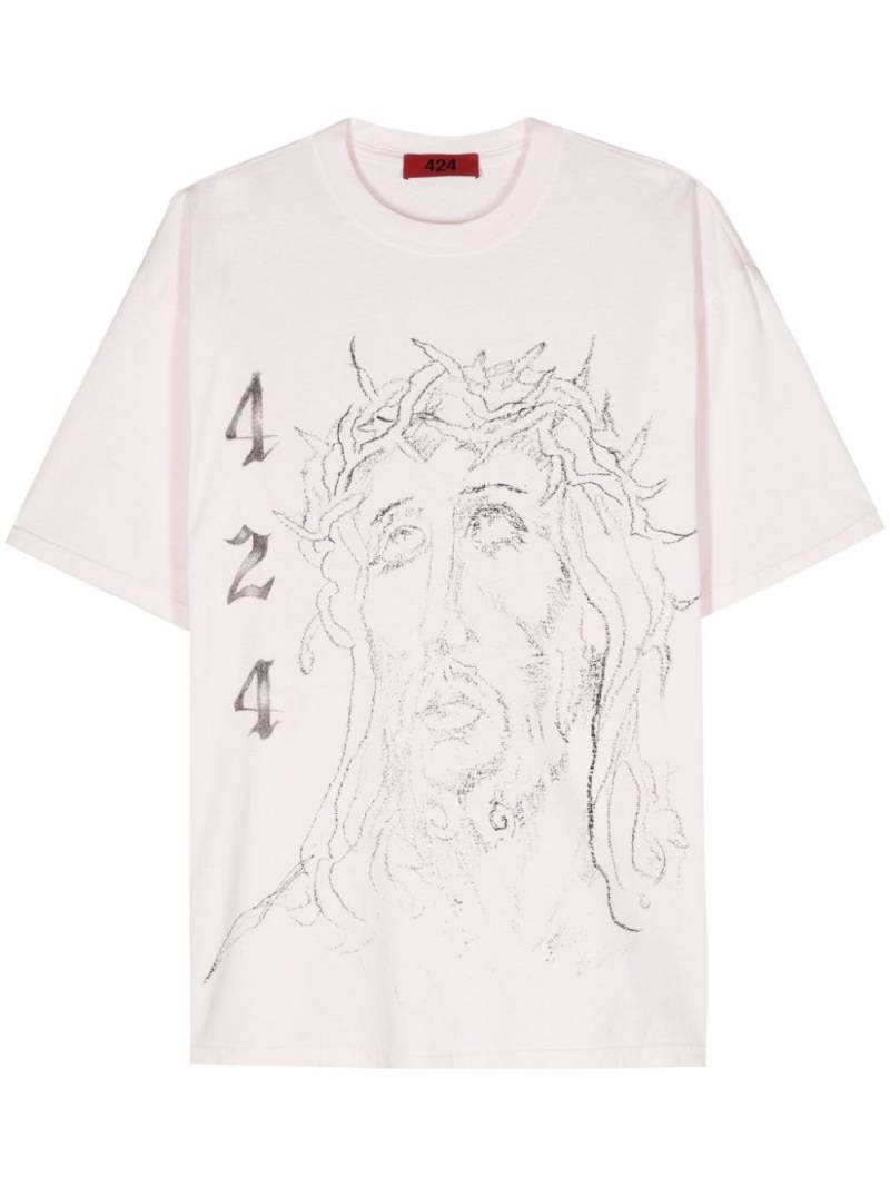 424 sketch-print cotton T-shirt - Pink von 424