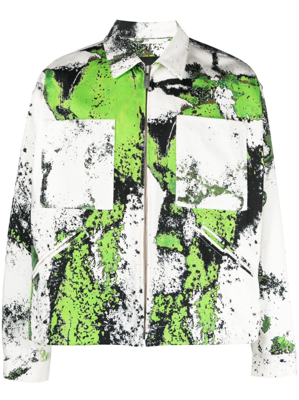 44 LABEL GROUP corrosive-print denim jacket - White von 44 LABEL GROUP