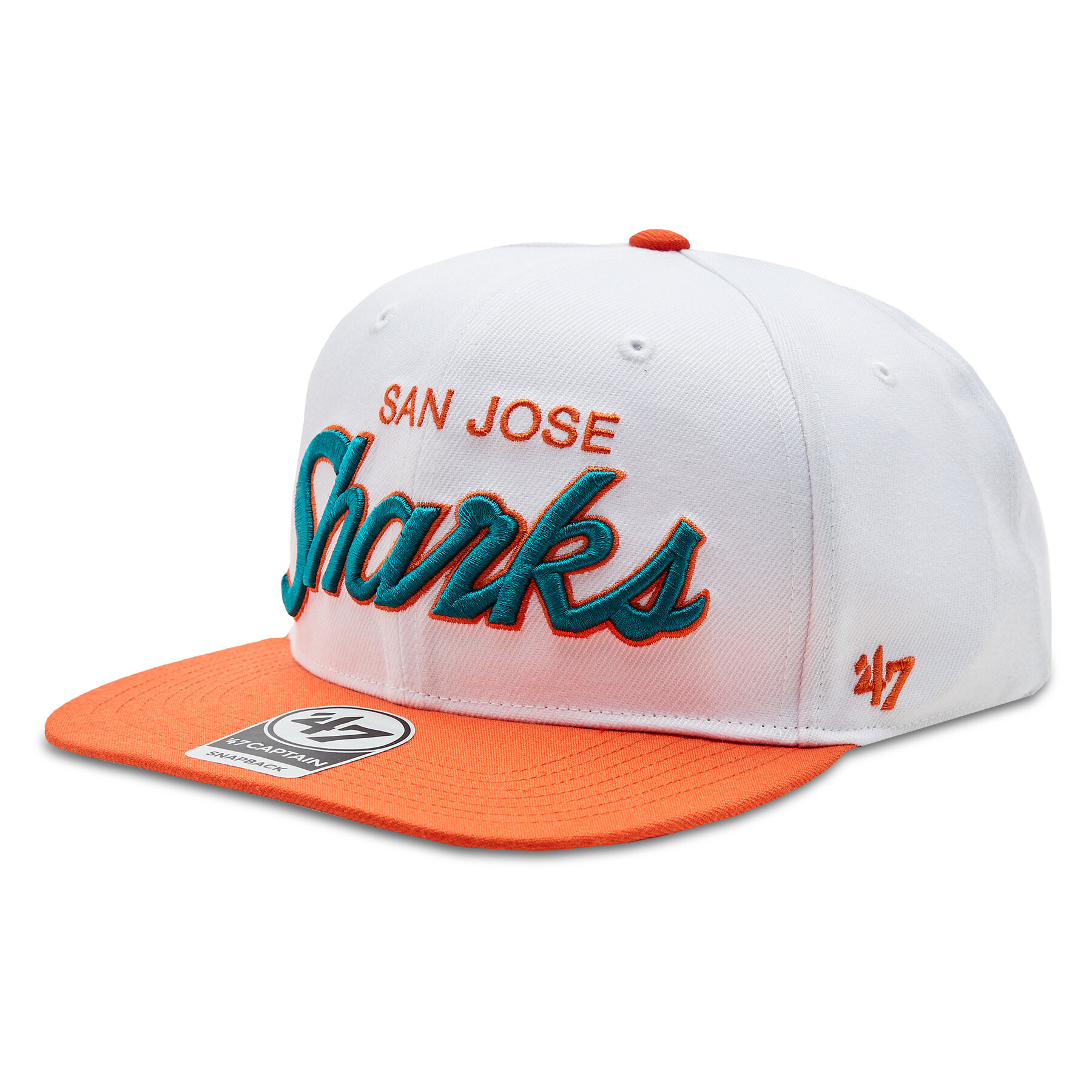 Cap 47 Brand NHL San Jose Sharks Script Side Two Tone '47 CAPTAIN H-SSSTT22WBP-WH Weiß von 47 Brand