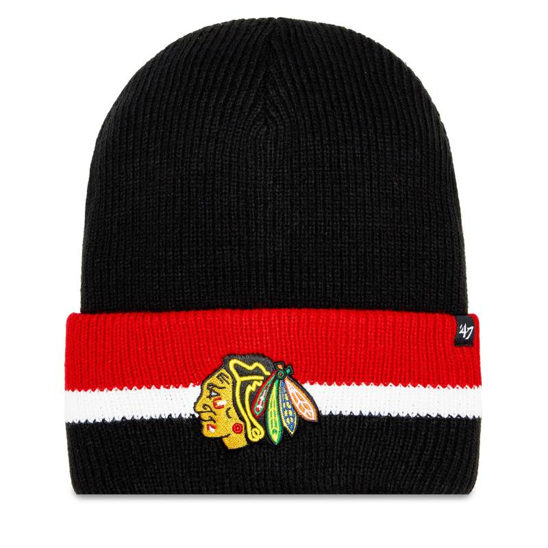 Mütze 47 Brand NHL Chicago Blackhawks Split Cuff 47 H-SPLCC04ACE-BKA Schwarz von 47 Brand