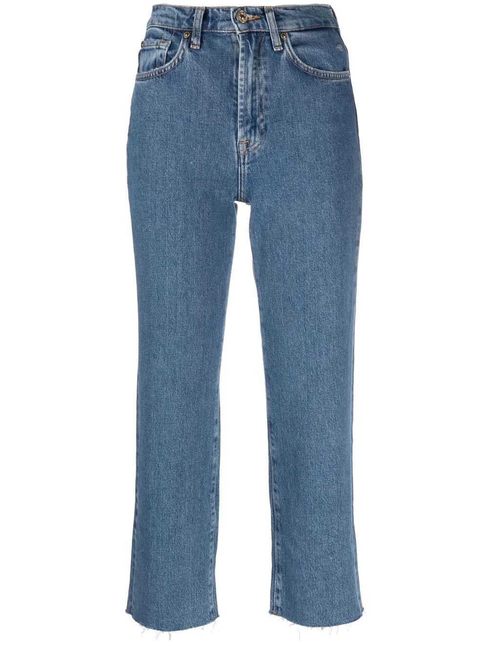 7 For All Mankind cropped frayed jeans - Blue von 7 For All Mankind