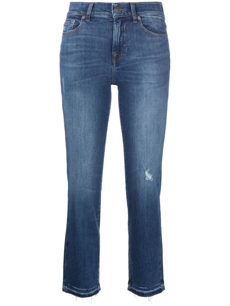 7 For All Mankind distressed mid-rise cropped jeans - Blue von 7 For All Mankind