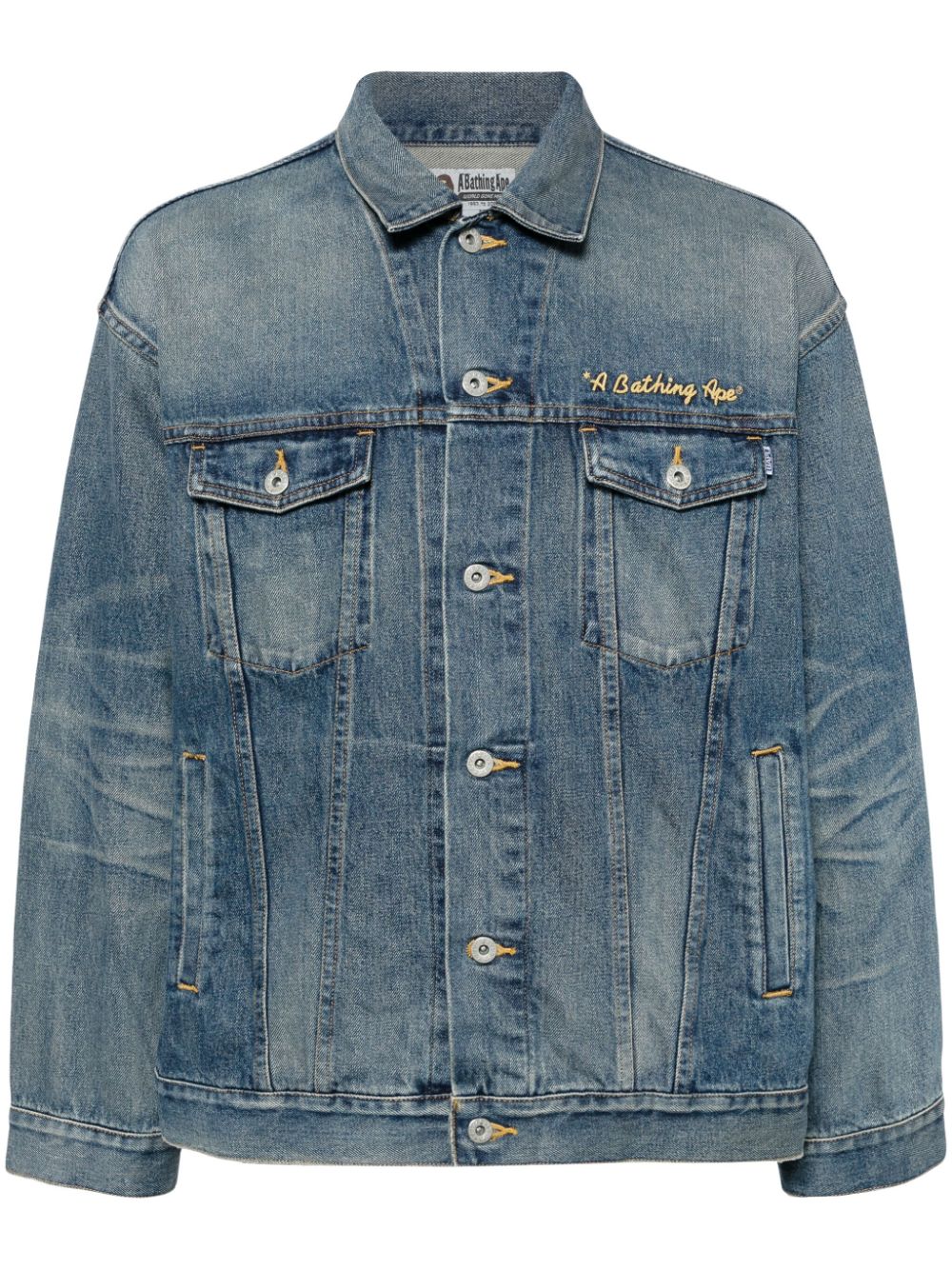 A BATHING APE® Damage logo-embroidered denim jacket - Blue von A BATHING APE®