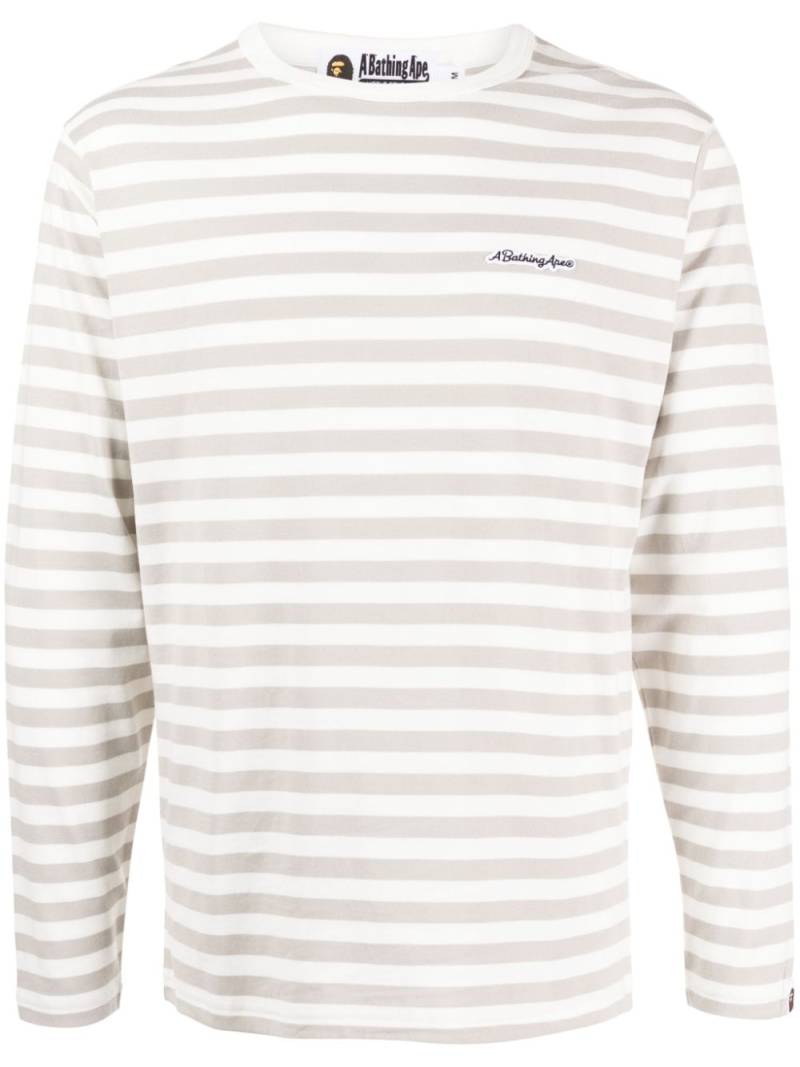 A BATHING APE® Hoop striped cottton T-shirt - Grey von A BATHING APE®