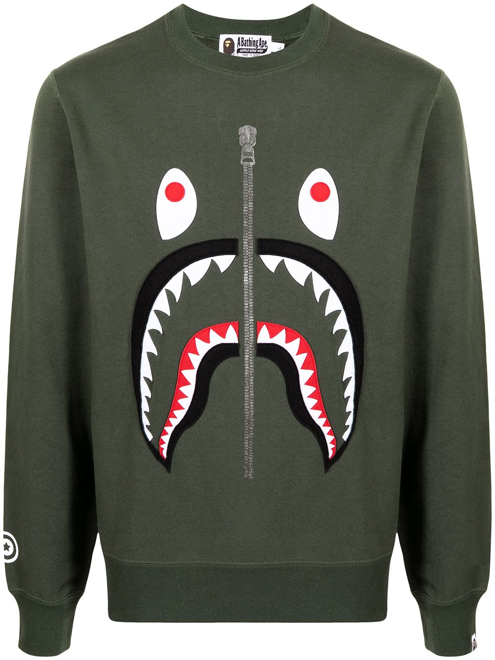 A BATHING APE® Patched Shark Crewneck "OLIVE" von A BATHING APE®