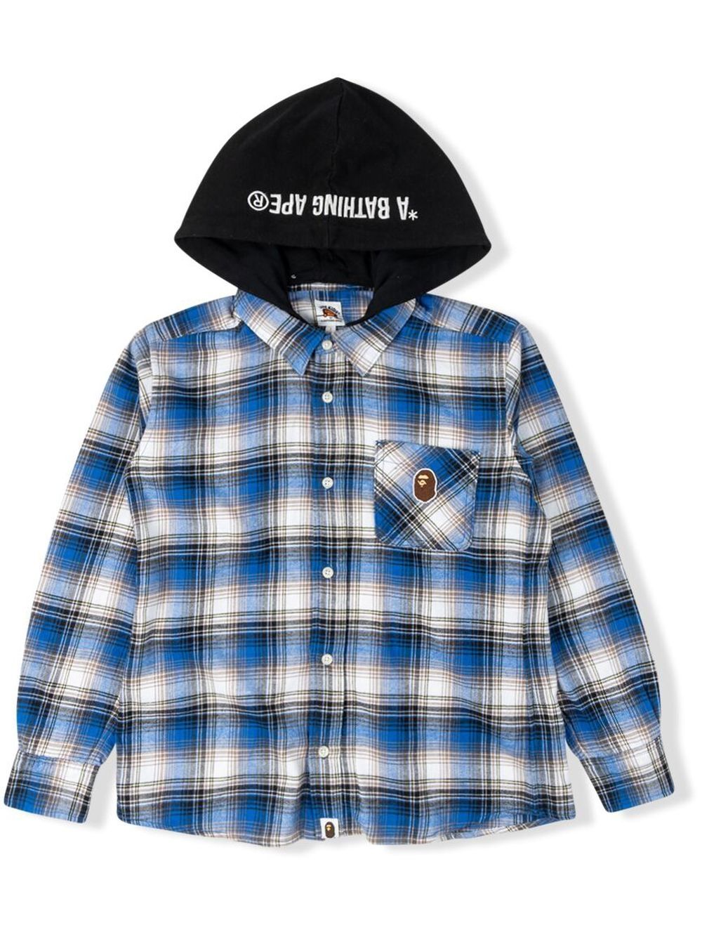 A BATHING APE® hooded check shirt - Blue von A BATHING APE®