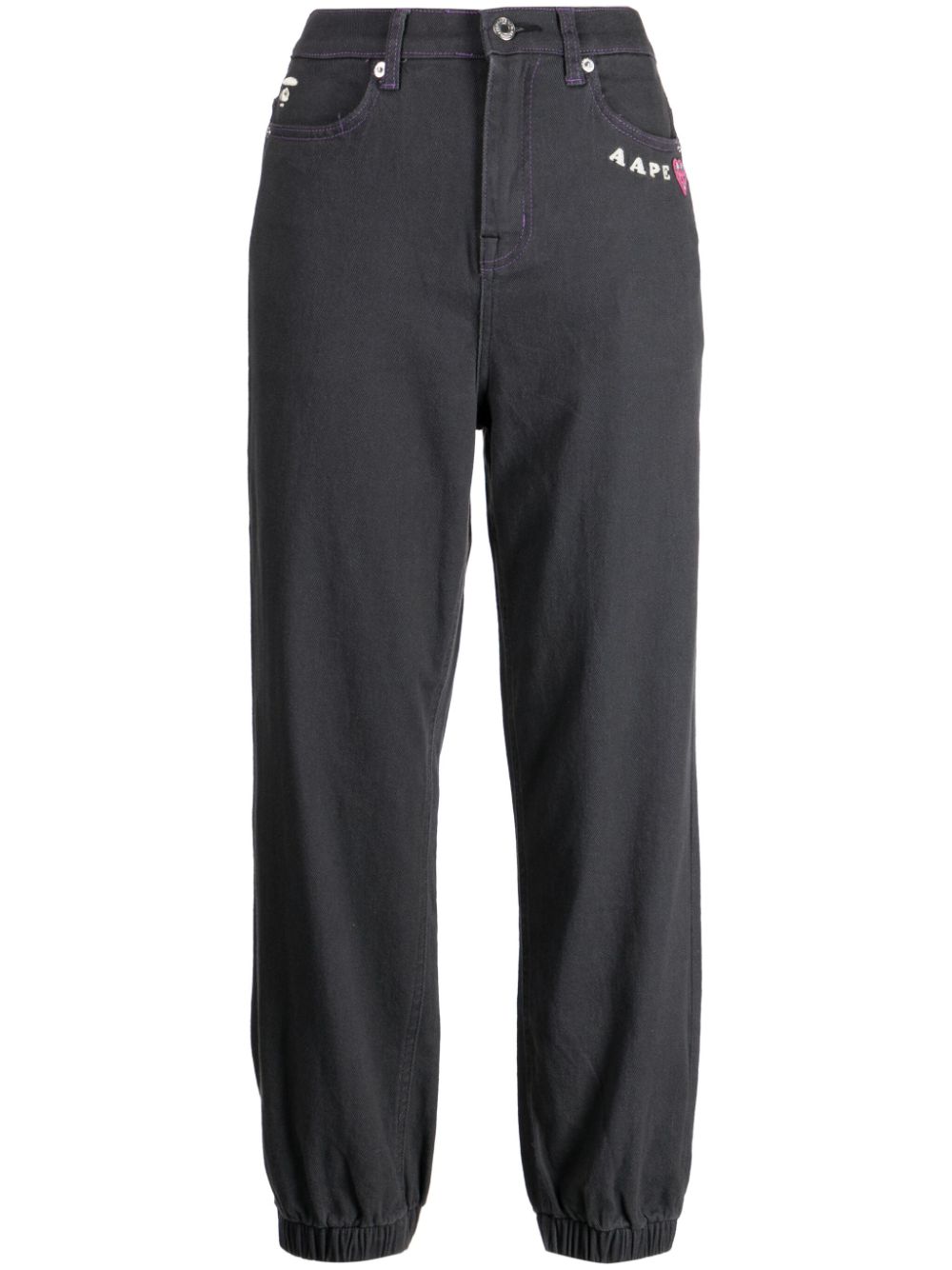 AAPE BY *A BATHING APE® logo-embroidered high-rise tapered jeans - Grey von AAPE BY *A BATHING APE®