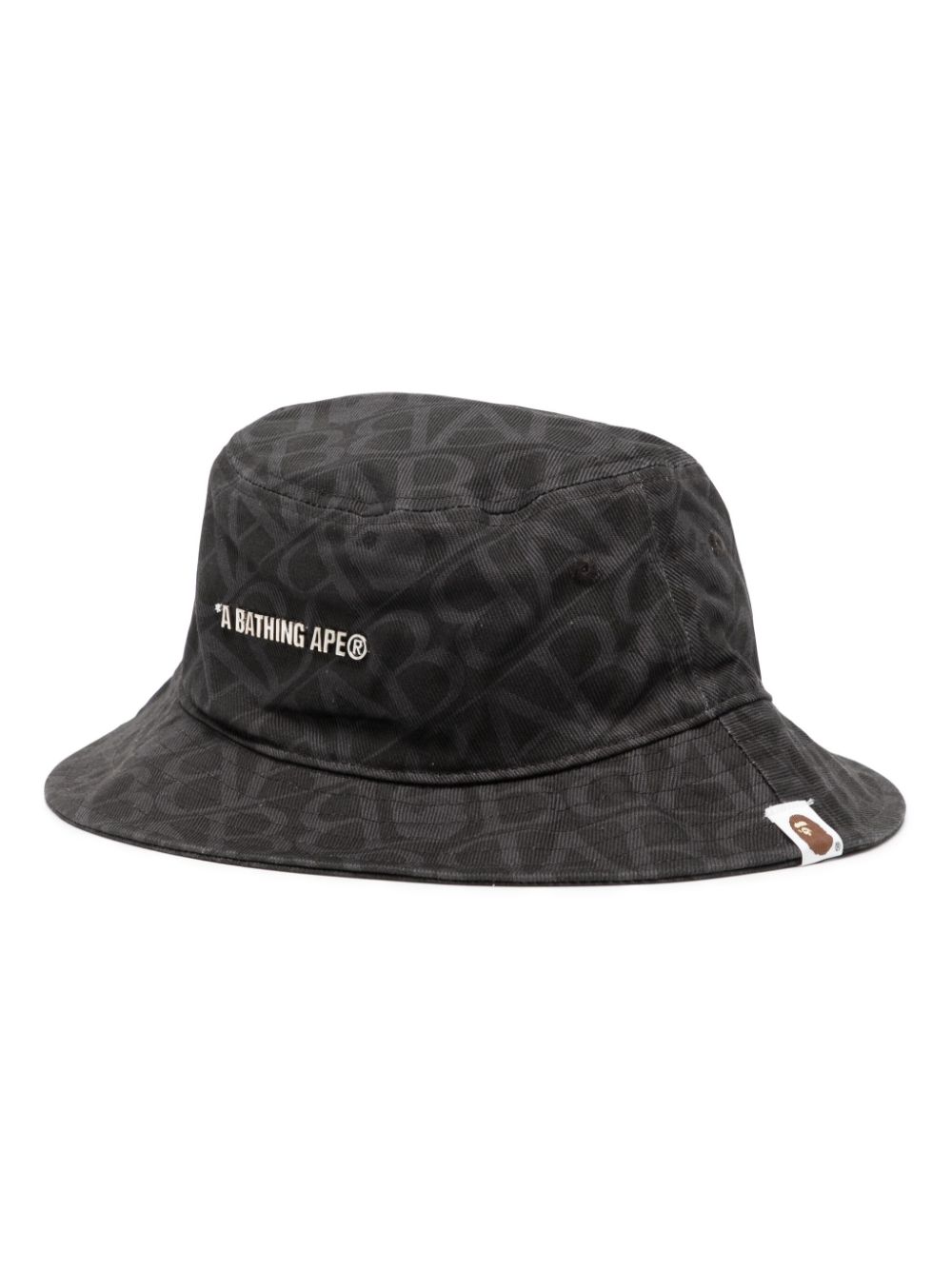 A BATHING APE® logo-lettering monogram-pattern bucket hat - Grey von A BATHING APE®