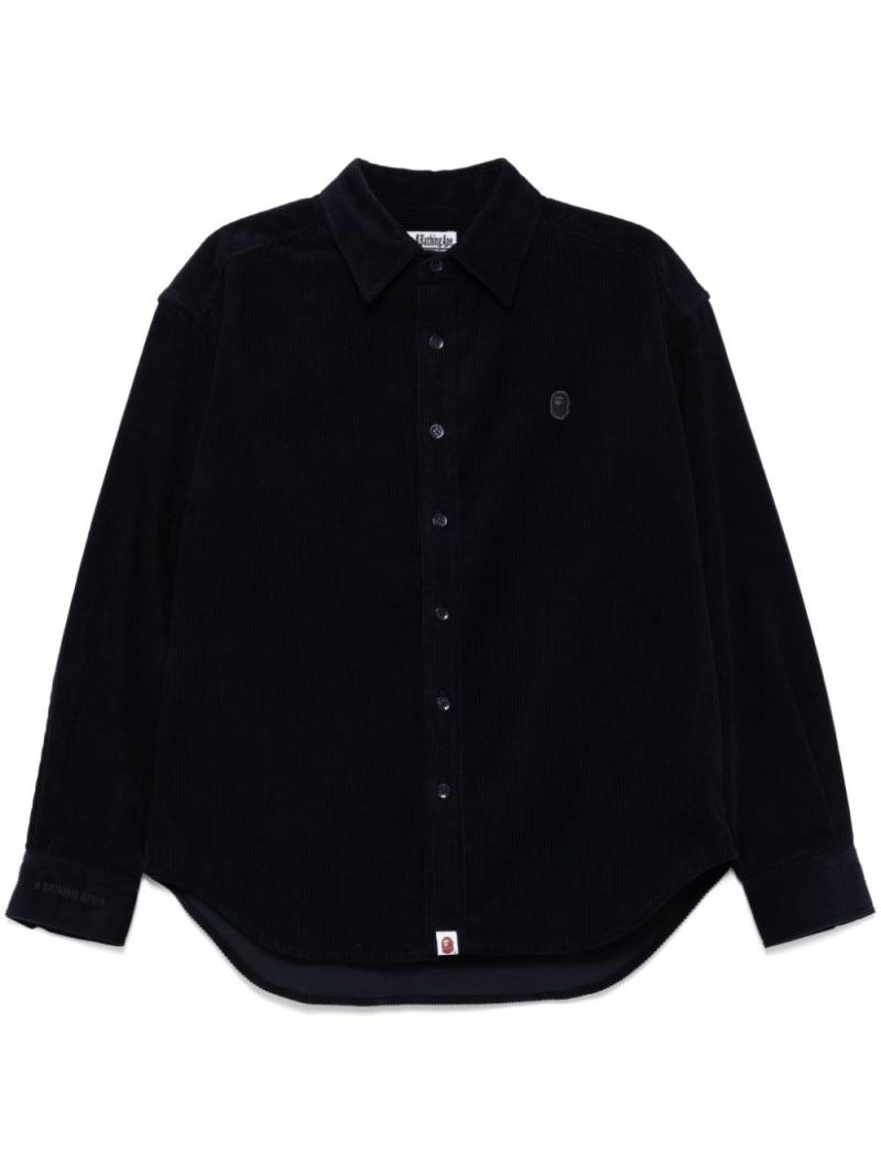 A BATHING APE® logo-patch corduroy shirt - Blue von A BATHING APE®