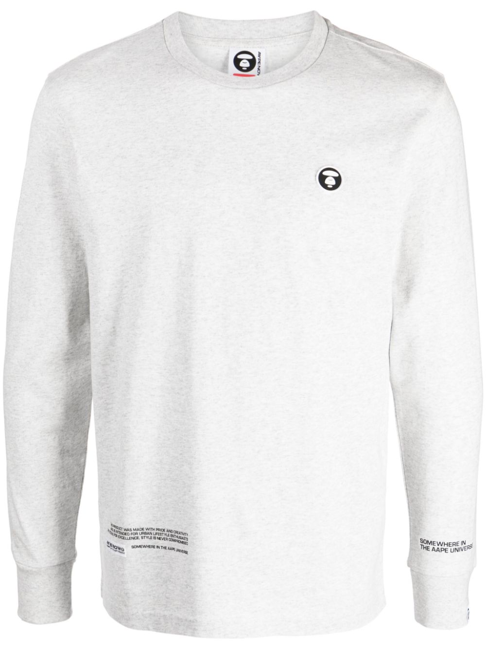 AAPE BY *A BATHING APE® logo-patch long-sleeve cotton T-shirt - Grey von AAPE BY *A BATHING APE®