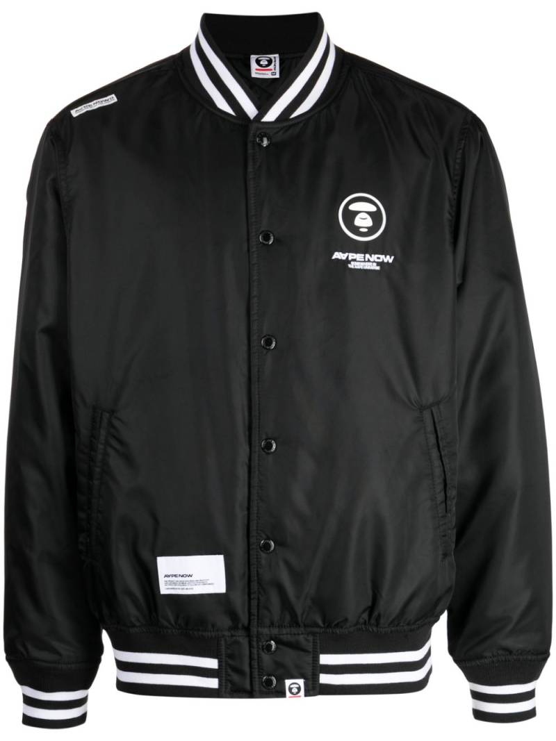 AAPE BY *A BATHING APE® logo-print baseball-collar bomber jacket - Black von AAPE BY *A BATHING APE®