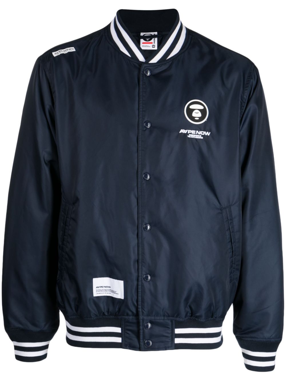 AAPE BY *A BATHING APE® logo-print baseball-collar bomber jacket - Blue von AAPE BY *A BATHING APE®