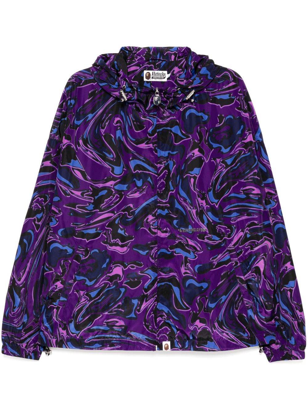 A BATHING APE® marbling camo logo hooded jeack - Purple von A BATHING APE®