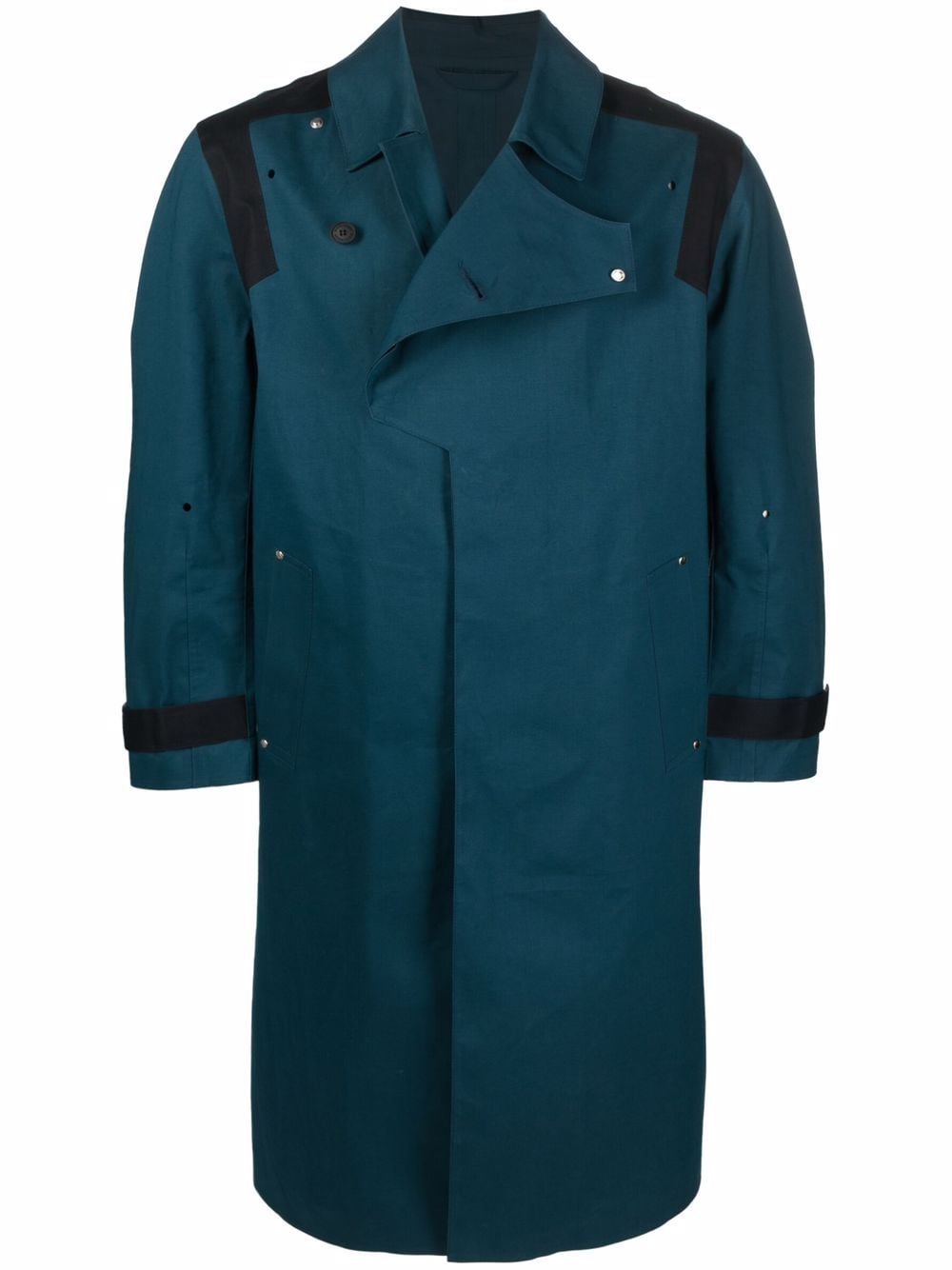 A-COLD-WALL* logo-badge longline trench coat - Blue von A-COLD-WALL*