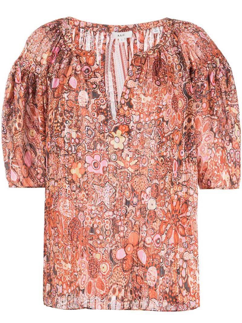 A.L.C. Juliana half-sleeve floral top - Orange von A.L.C.