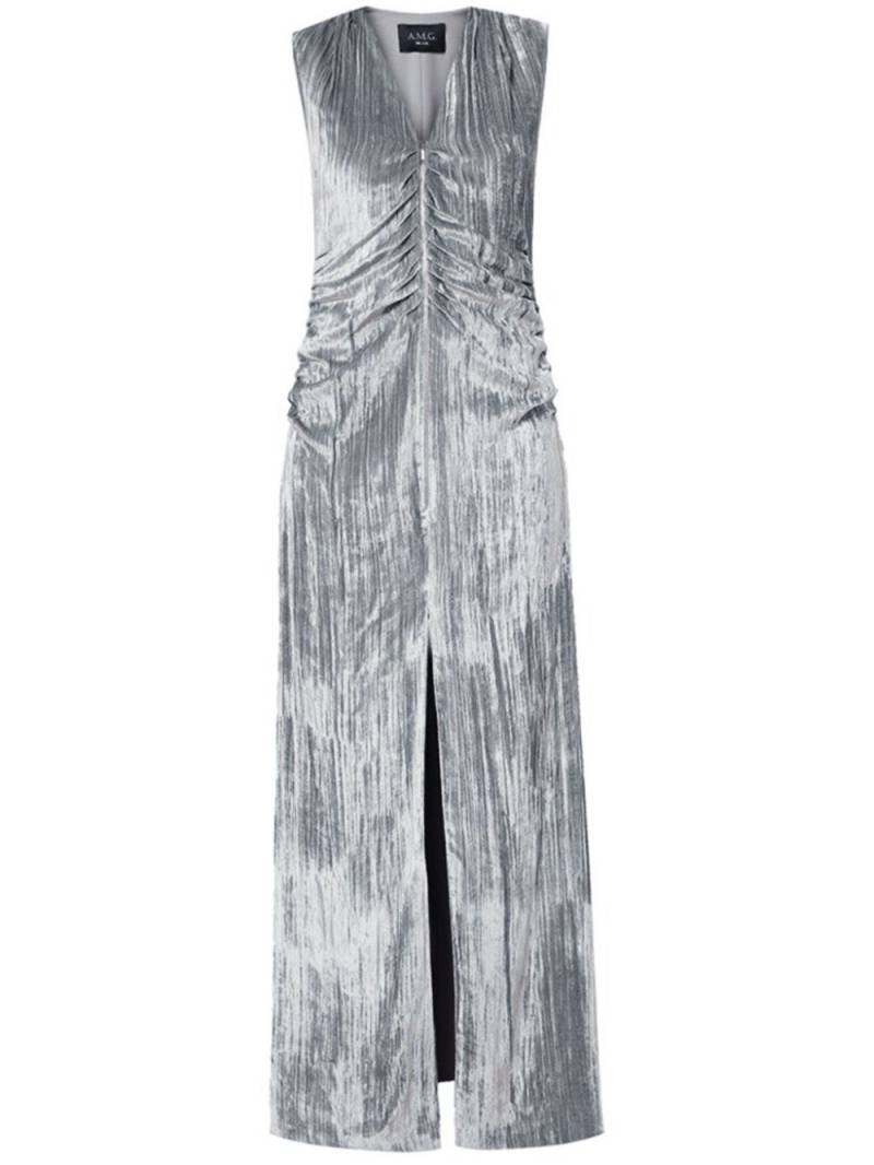 A.M.G. zip-up velvet maxi dress - Grey von A.M.G.