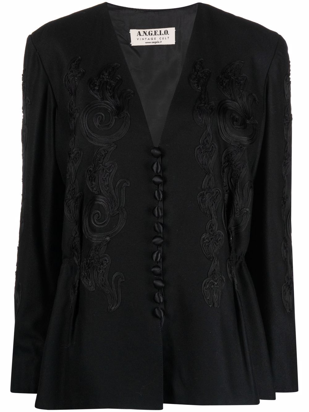 A.N.G.E.L.O. Vintage Cult 1940s embroidered motif V-neck jacket - Black von A.N.G.E.L.O. Vintage Cult