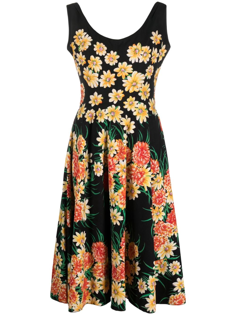 A.N.G.E.L.O. Vintage Cult 1950s floral-print flared midi dress - Black von A.N.G.E.L.O. Vintage Cult