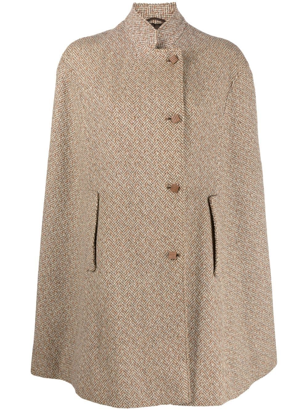 A.N.G.E.L.O. Vintage Cult 1960s herringbone-pattern cape-style coat - Neutrals von A.N.G.E.L.O. Vintage Cult