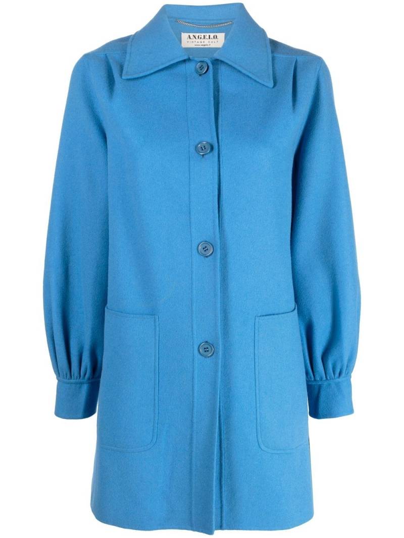 A.N.G.E.L.O. Vintage Cult 1970s gathered cuffs buttoned coat - Blue von A.N.G.E.L.O. Vintage Cult