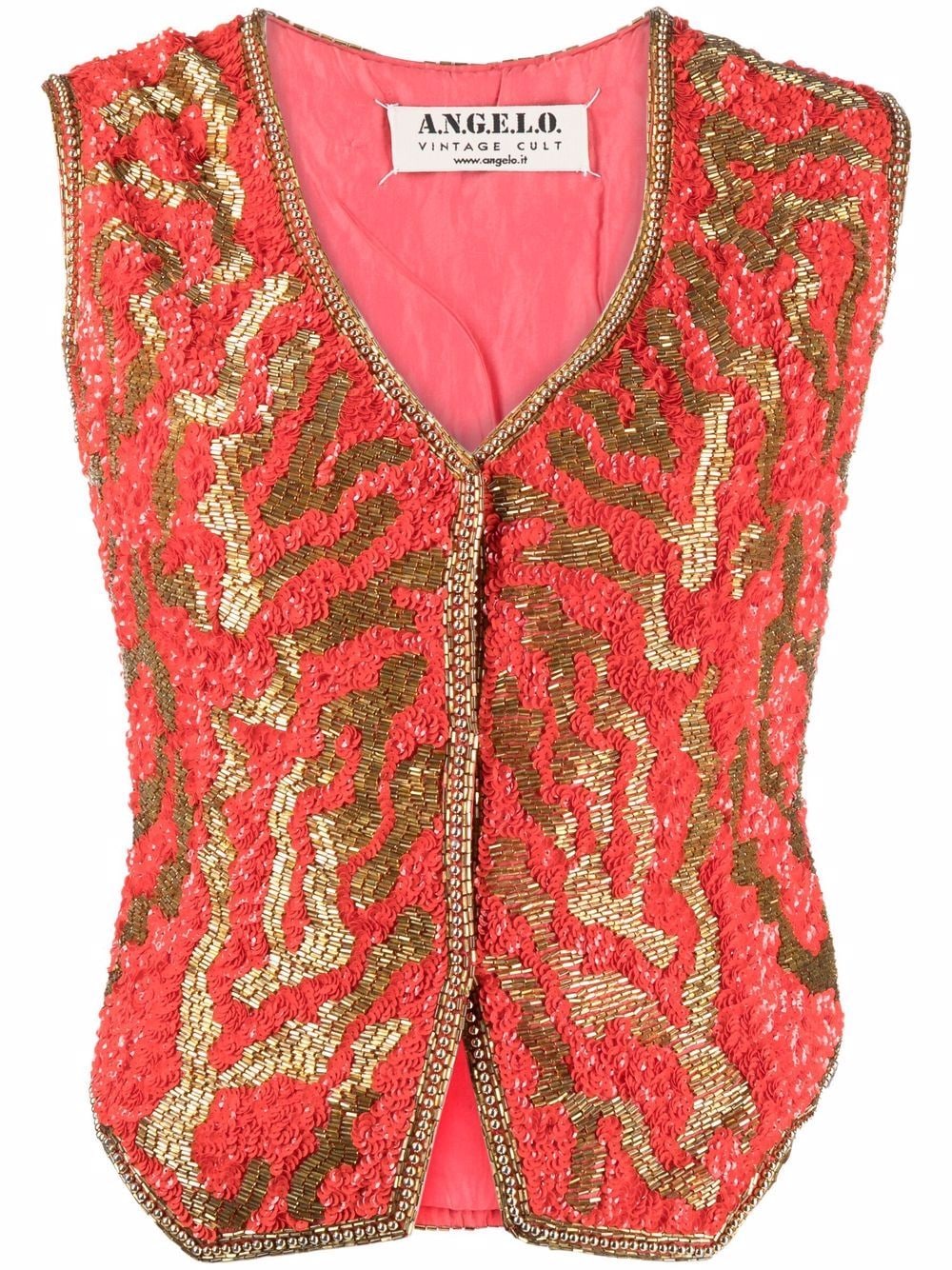 A.N.G.E.L.O. Vintage Cult 1980s V-neck sequinned waistcoat - Red von A.N.G.E.L.O. Vintage Cult