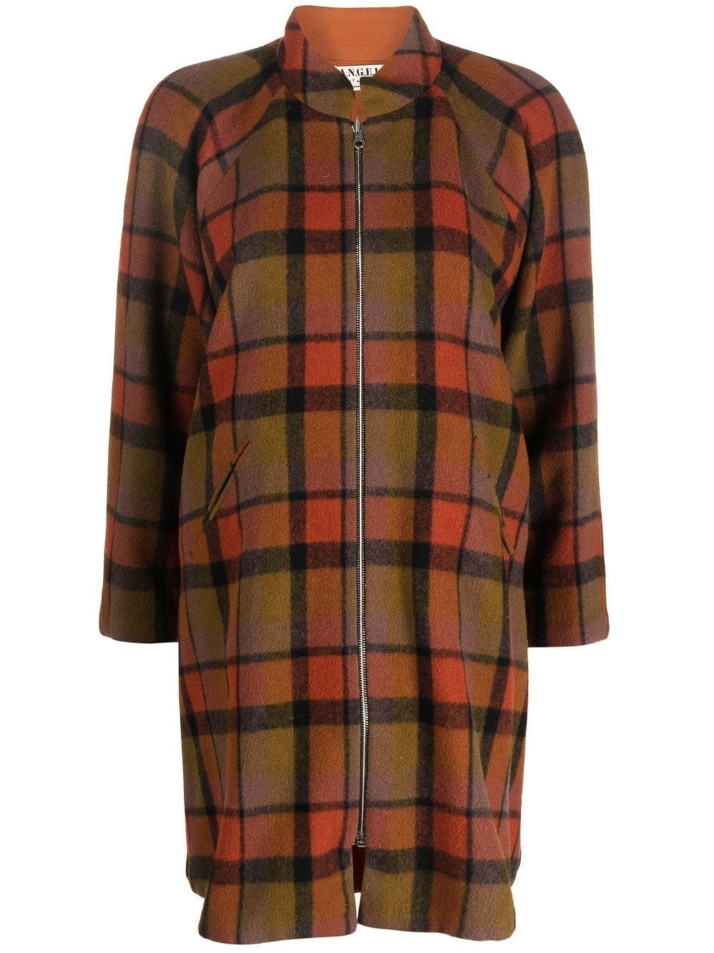 A.N.G.E.L.O. Vintage Cult 1980s checkered thigh-length coat - Orange von A.N.G.E.L.O. Vintage Cult