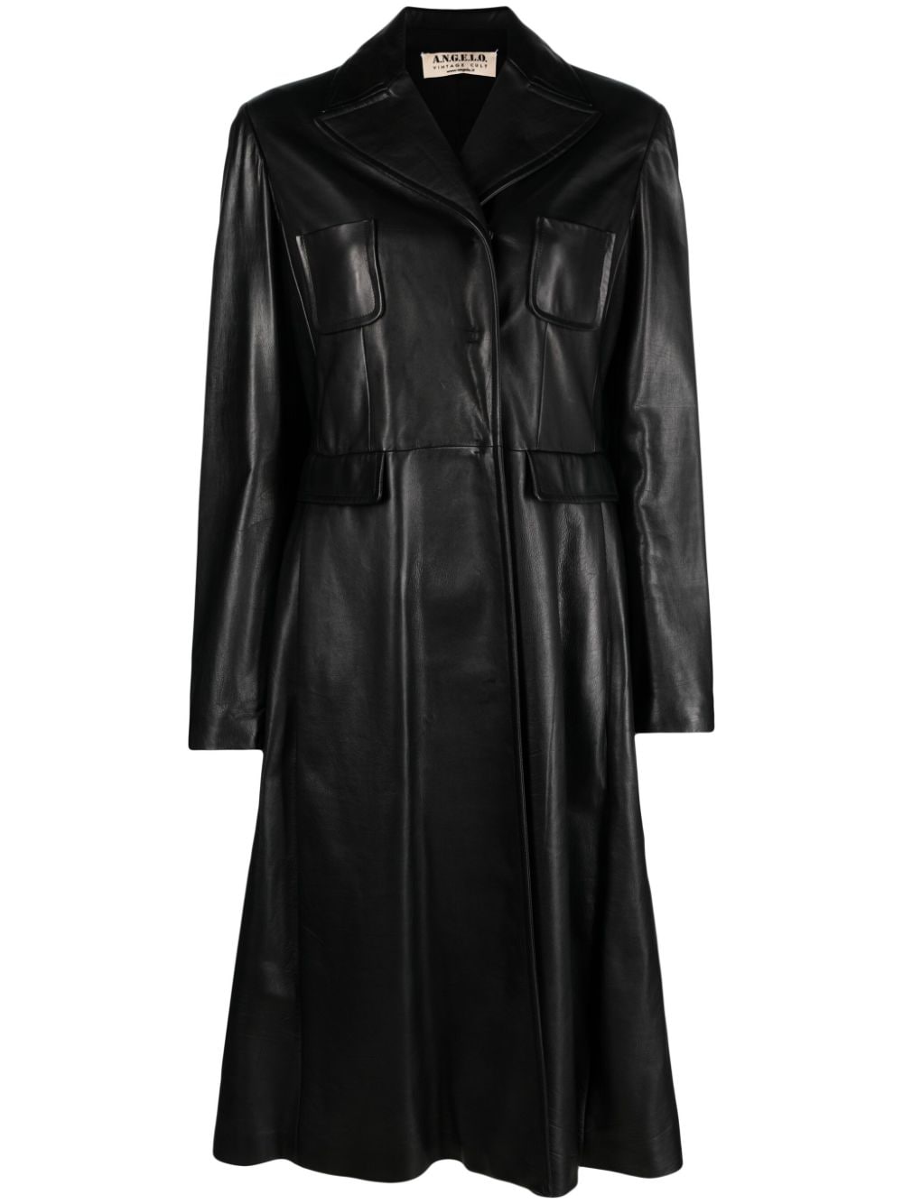 A.N.G.E.L.O. Vintage Cult 2000s peak-lapels leather midi coat - Black von A.N.G.E.L.O. Vintage Cult