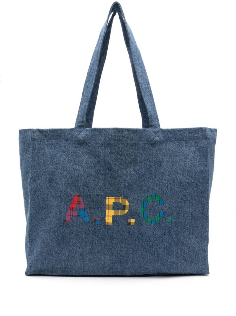 A.P.C. Diane logo-print denim tote bag - Blue von A.P.C.