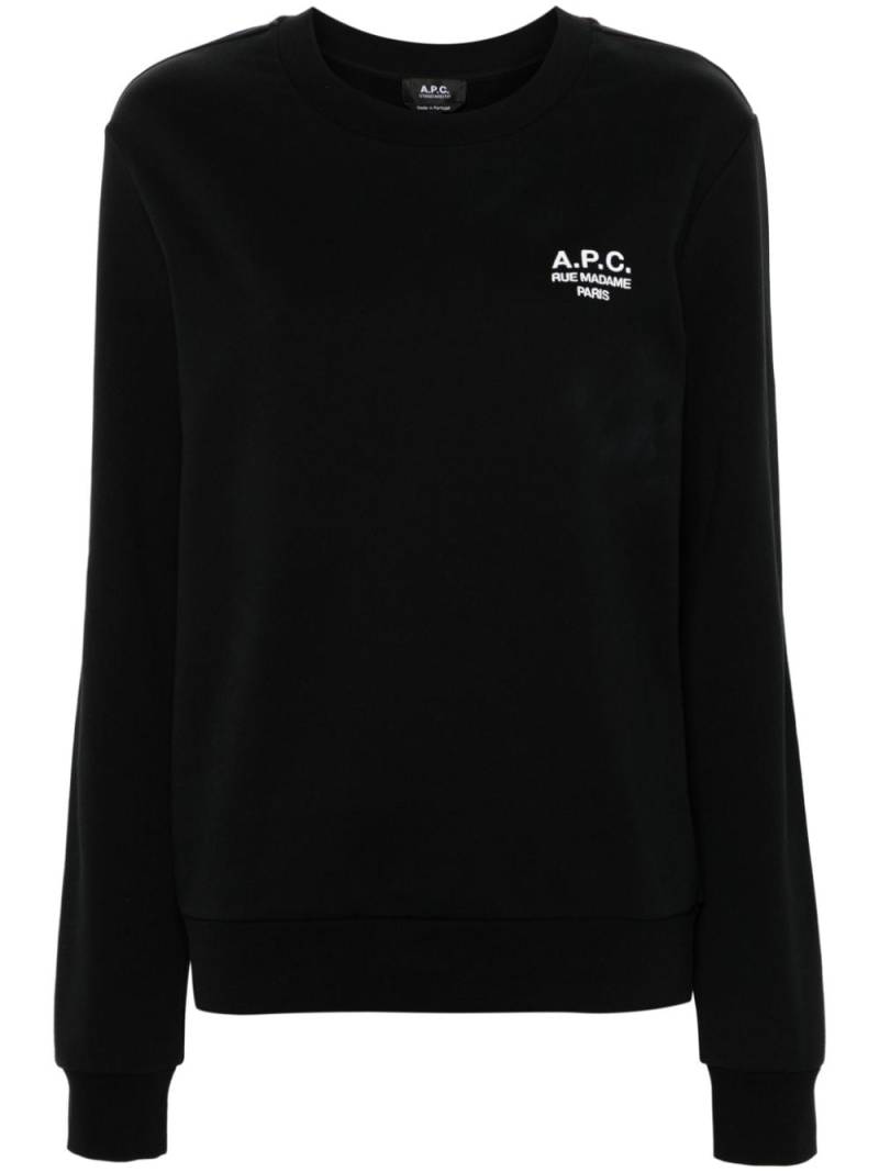 A.P.C. logo-embroidered organic-cotton sweatshirt - Black von A.P.C.