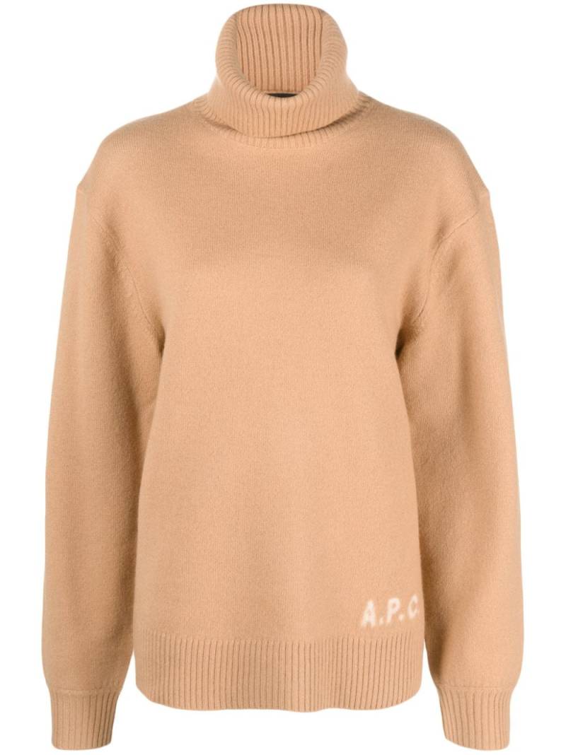 A.P.C. Edward logo-intarsia wool jumper - Brown von A.P.C.